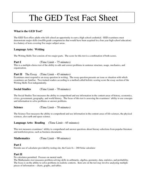 Printable Ged Practice Worksheets Pdf